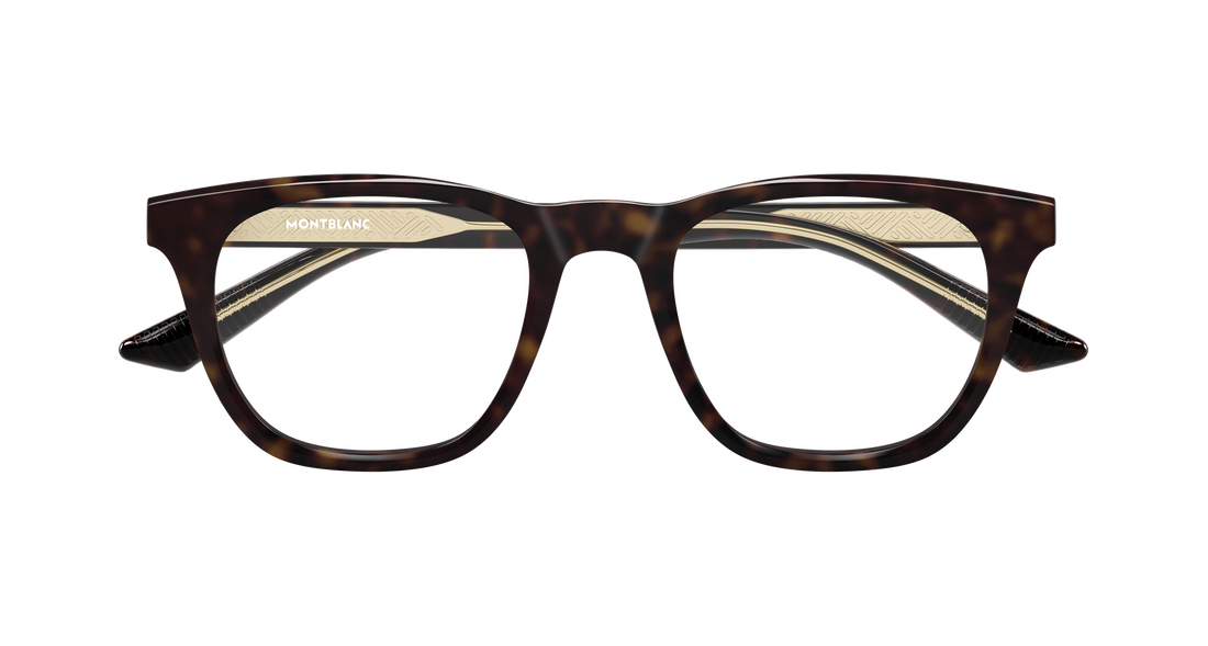 Occhiali da vista montblanc mb0422o 008 havana rectangular / squared masculino taglia 53mm - Vista dettagliata