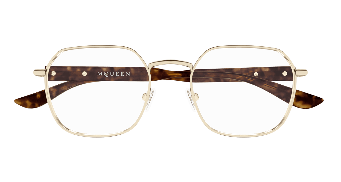 Glasögon alexander mcqueen am0499o 003 dorado geometric masculino storlek 52mm - Detaljvy