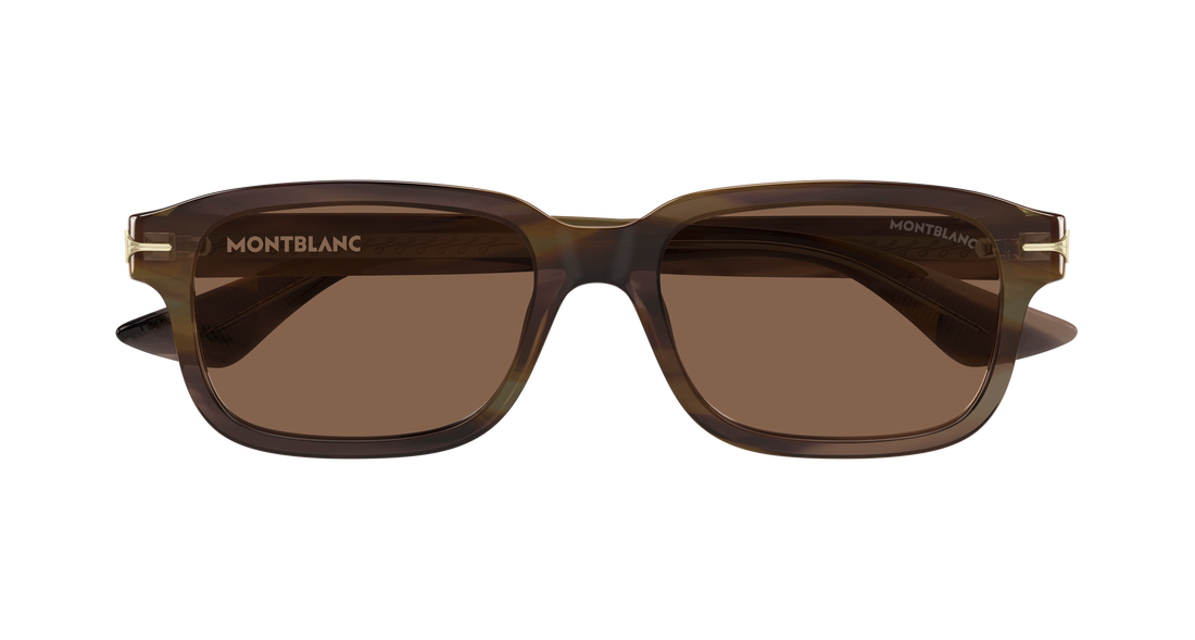 Occhiali da sole montblanc mb0436s 004 havana rectangular / squared masculino taglia 54mm - Vista dettagliata