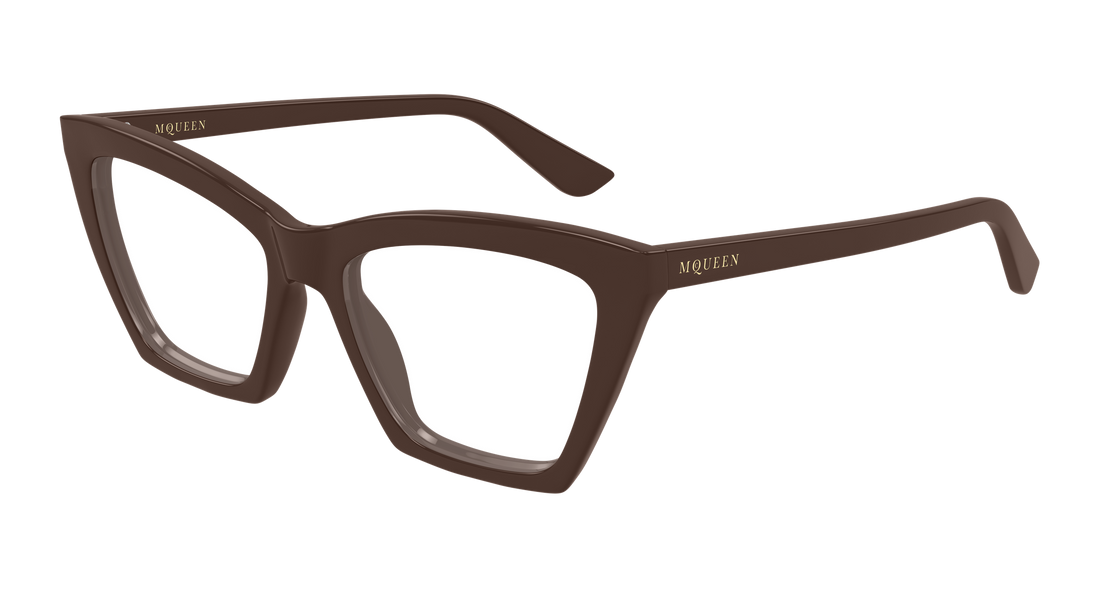 Brillen alexander mcqueen am0536o 003 marron cat eye femenino größe 54mm - Hauptansicht