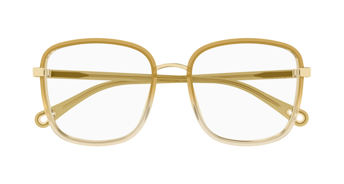 Glasögon chloé ch0034o 024 beige rectangular / squared femenino storlek 53mm - Detaljvy
