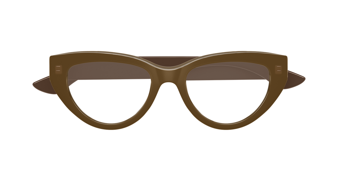 Occhiali da vista alexander mcqueen am0529o 003 marron cat eye femenino taglia 52mm - Vista dettagliata