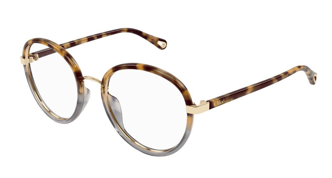 Glasögon chloé ch0308o 003 havana round femenino storlek 53mm - Huvudvy