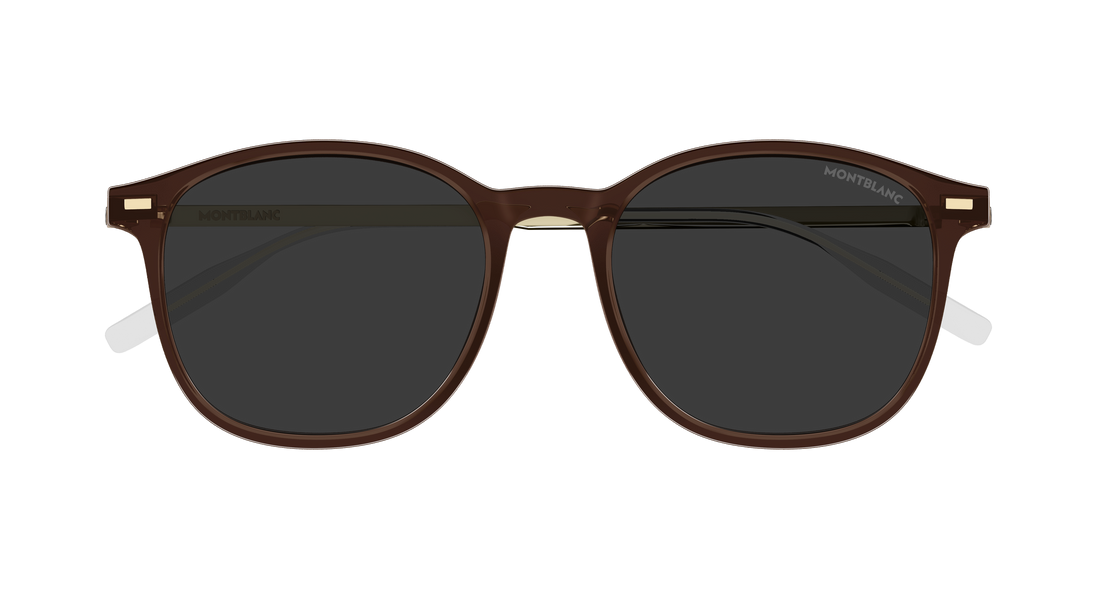 Occhiali da sole montblanc mb0454sa 003 marron round/oval/panthos masculino taglia 54mm - Vista dettagliata