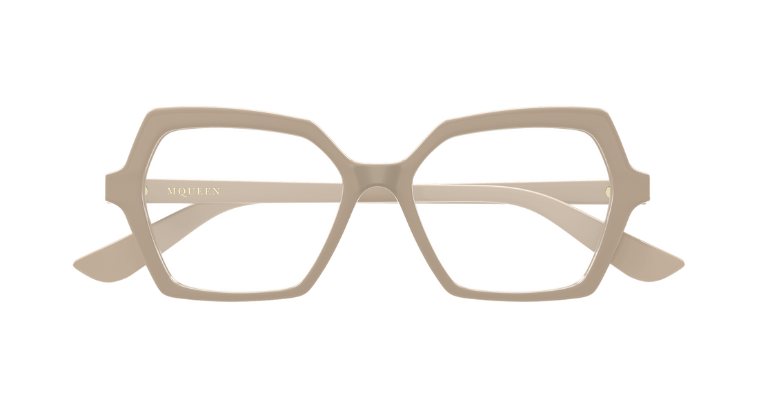 Occhiali da vista alexander mcqueen am0537o 003 beige geometric femenino taglia 54mm - Vista dettagliata