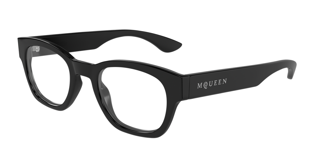 Occhiali da vista alexander mcqueen am0530o 005 negro round/oval/panthos masculino taglia 52mm - Vista principale