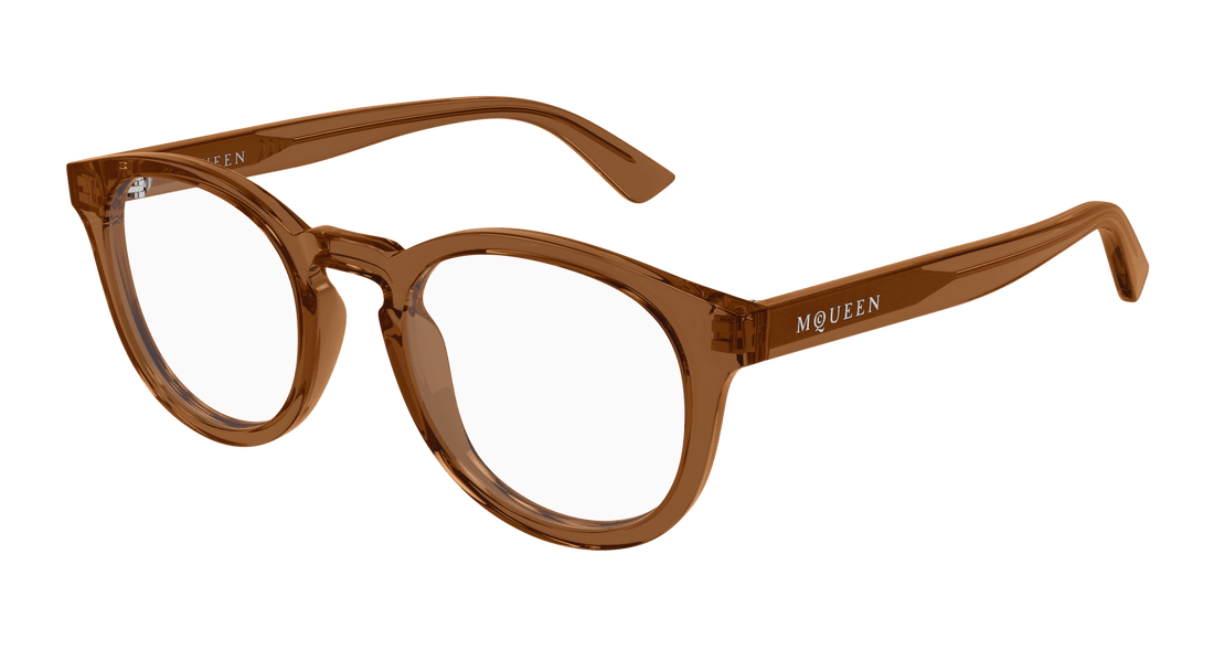 Occhiali da vista alexander mcqueen am0514o 004 marron round unisex taglia 48mm - Vista principale