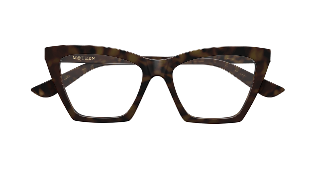 Occhiali da vista alexander mcqueen am0536o 002 havana cat eye femenino taglia 54mm - Vista dettagliata