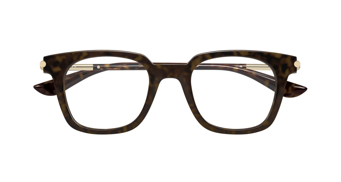 Glasögon alexander mcqueen am0521o 002 havana rectangular / squared unisex storlek 48mm - Detaljvy