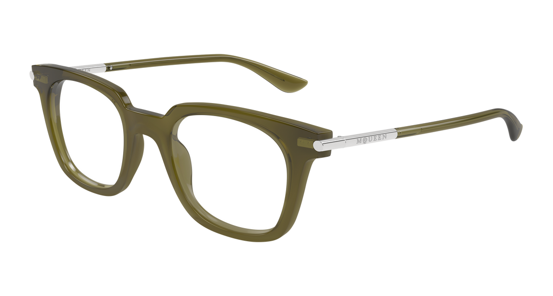 Glasögon alexander mcqueen am0521o 004 verde rectangular / squared unisex storlek 48mm - Huvudvy