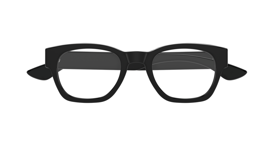 Occhiali da vista alexander mcqueen am0530o 005 negro round/oval/panthos masculino taglia 52mm - Vista dettagliata