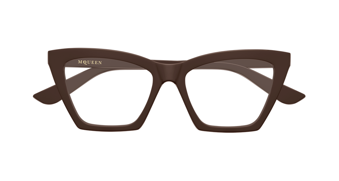 Brillen alexander mcqueen am0536o 003 marron cat eye femenino größe 54mm - Detailansicht