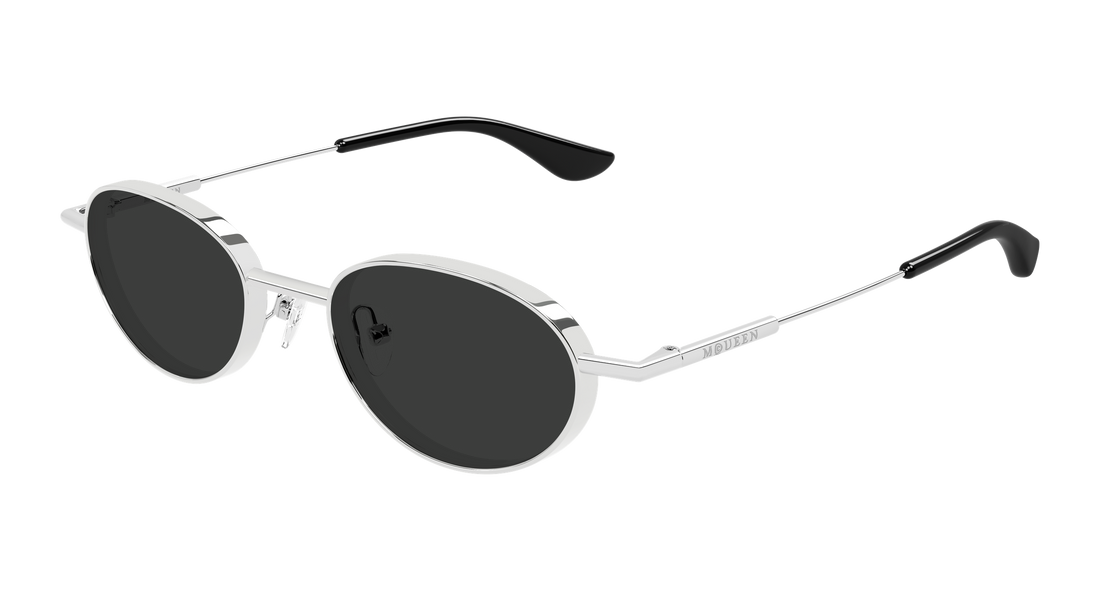Solglasögon alexander mcqueen am0523s 001 plateado round/oval/panthos unisex storlek 50mm - Huvudvy