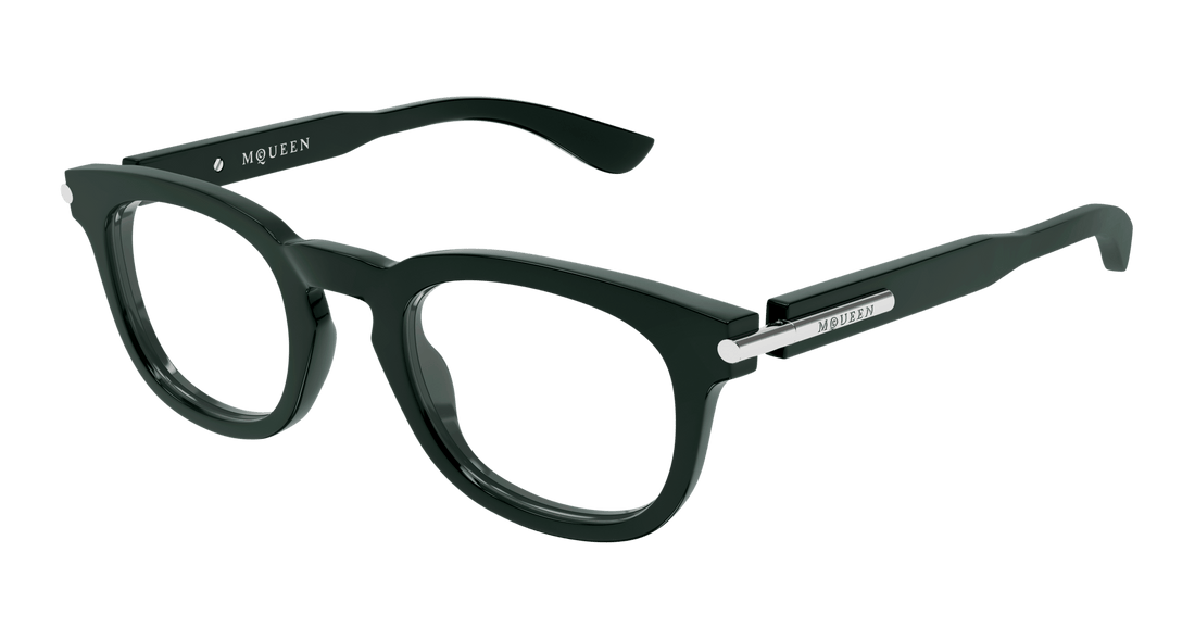 Glasögon alexander mcqueen am0498o 004 verde round masculino storlek 48mm - Huvudvy