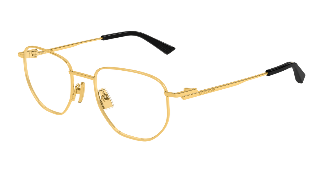 Briller bottega veneta bv1301o 004 dorado round unisex størrelse 52mm - Hovedvisning