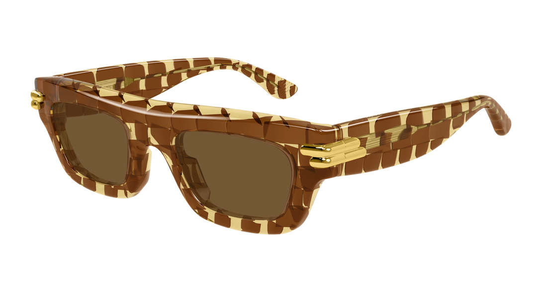 Occhiali da sole bottega veneta bv1321s 006 marron rectangular / squared unisex taglia 50mm - Vista principale