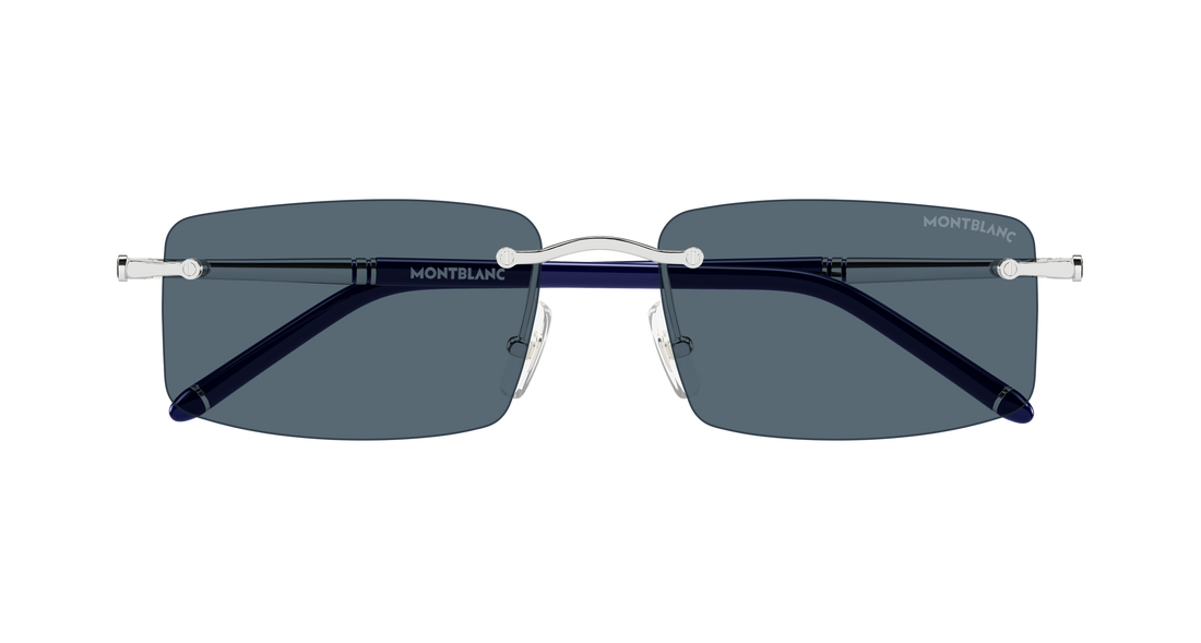 Occhiali da sole montblanc mb0443s 003 plateado rectangular / squared masculino taglia 56mm - Vista dettagliata