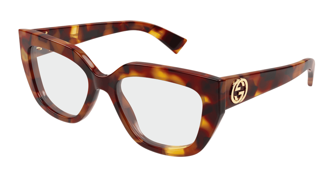 Glasögon gucci gg1847o 002 havana cat eye femenino storlek 53mm - Huvudvy
