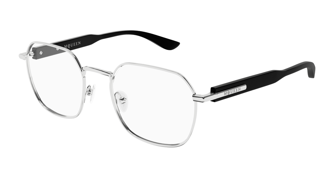 Glasögon alexander mcqueen am0499o 001 plateado geometric masculino storlek 52mm - Huvudvy