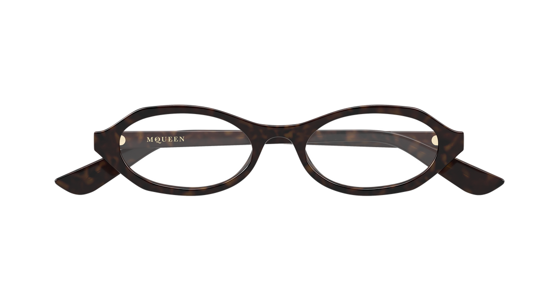 Brillen alexander mcqueen am0559o 002 havana round/oval/panthos femenino größe 51mm - Detailansicht