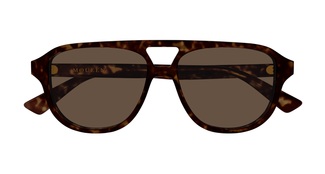 Solbriller alexander mcqueen am0573s 002 havana pilot/navigator unisex størrelse 54mm - Detaljeret visning