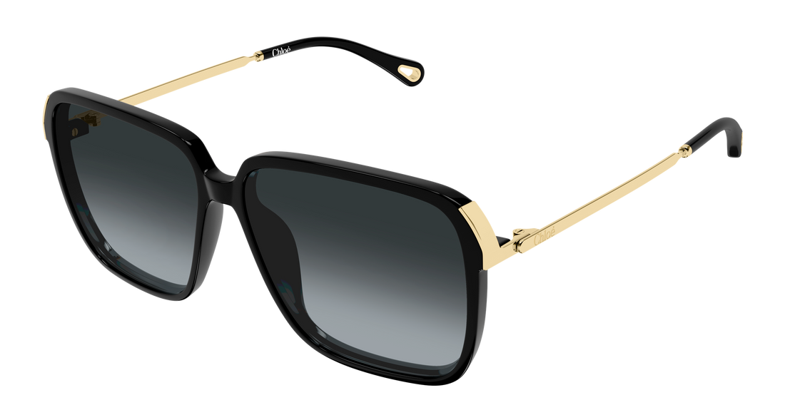 Solbriller chloé ch0405s 001 negro rectangular / squared femenino størrelse 59mm - Hovedvisning