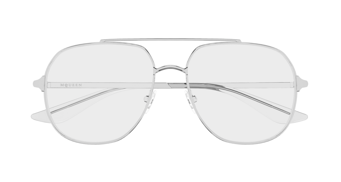 Brillen alexander mcqueen am0591o 001 plateado pilot/navigator unisex größe 55mm - Detailansicht