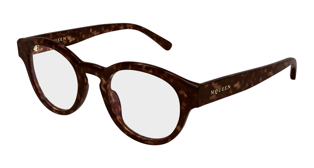 Brillen alexander mcqueen am0581o 002 havana round/oval/panthos unisex größe 49mm - Hauptansicht