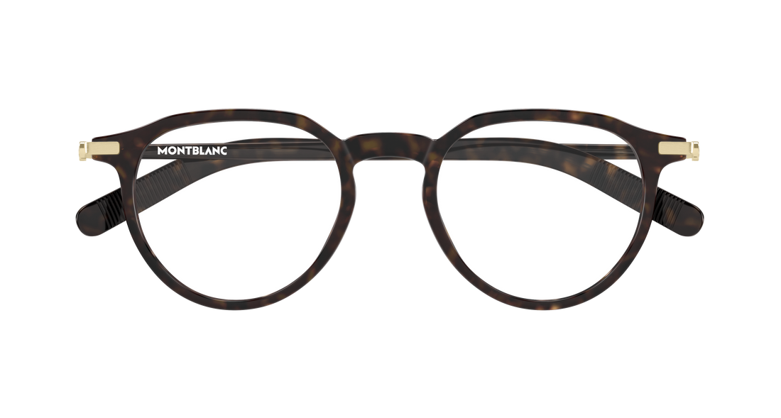 Occhiali da vista montblanc mb0495o 003 havana round/oval/panthos masculino taglia 49mm - Vista dettagliata
