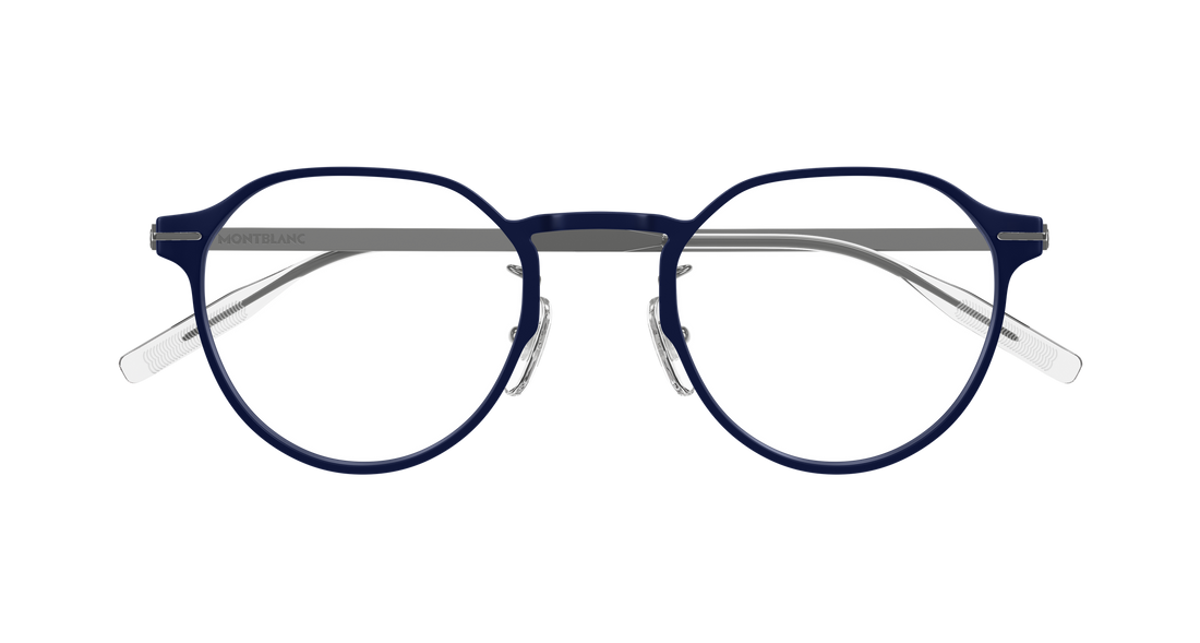 Briller montblanc mb0469ol 003 azul round/oval/panthos masculino størrelse 50mm - Detaljeret visning