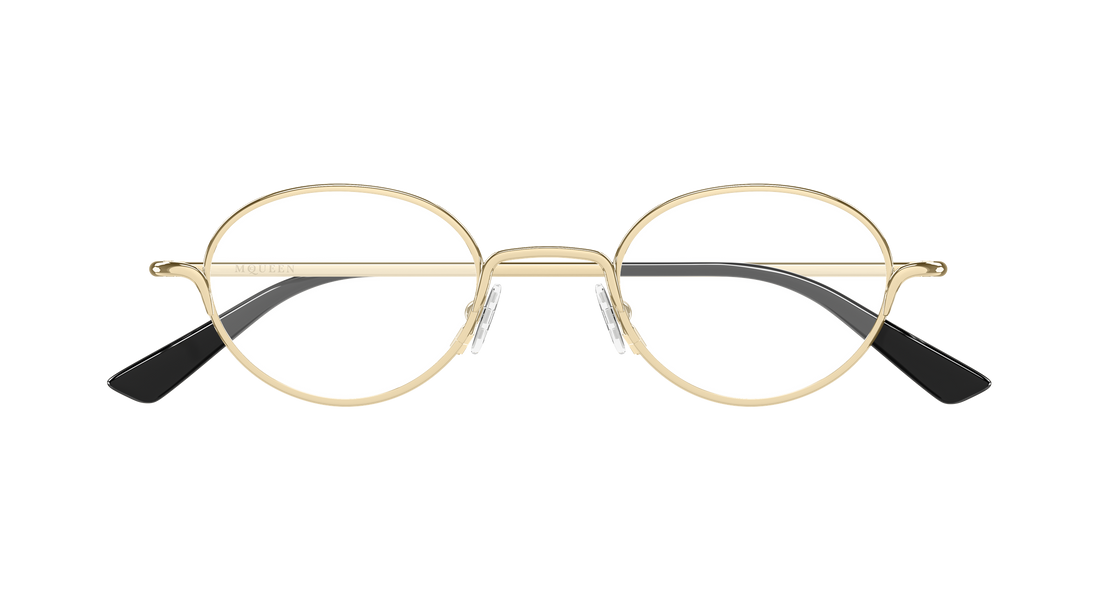 Brillen alexander mcqueen am0562o 002 dorado round/oval/panthos unisex größe 46mm - Detailansicht