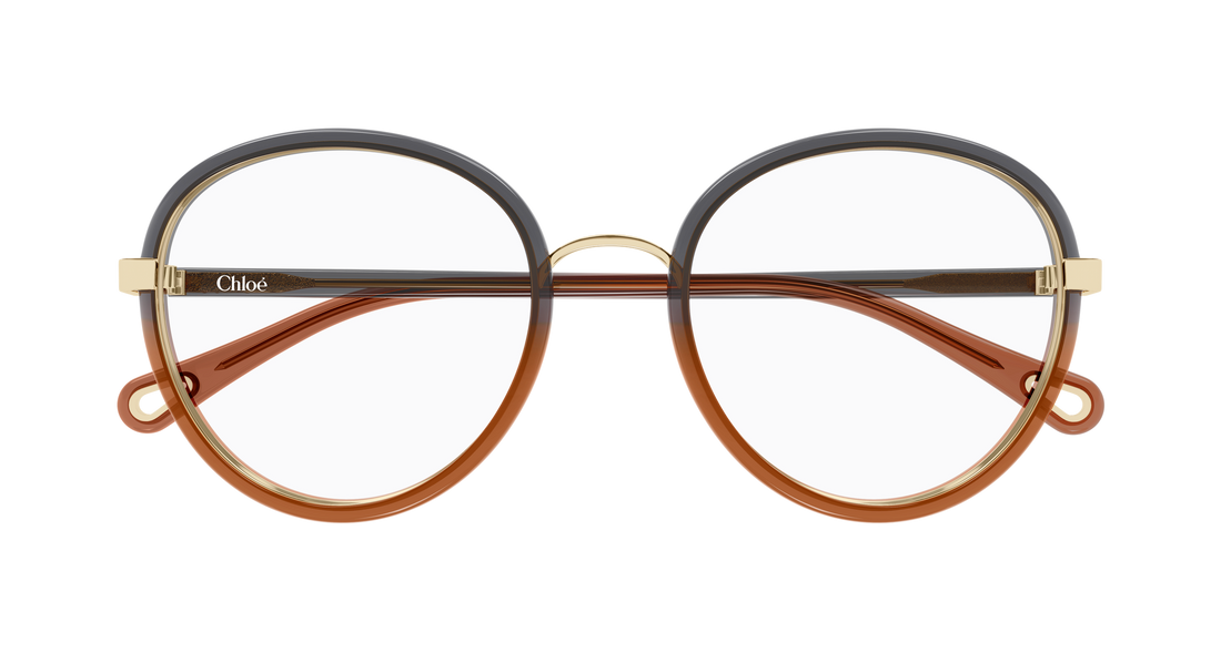 Óculos graduados chloé ch0308o 007 negro round/oval/panthos femenino tamanho 53mm - Vista de detalhe