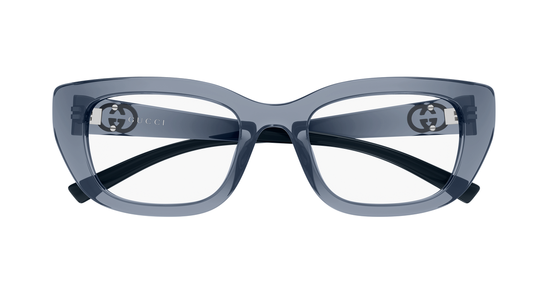 Lunettes de vue gucci gg2027o 003 gris cat eye femenino taille 52mm - Vue détaillée