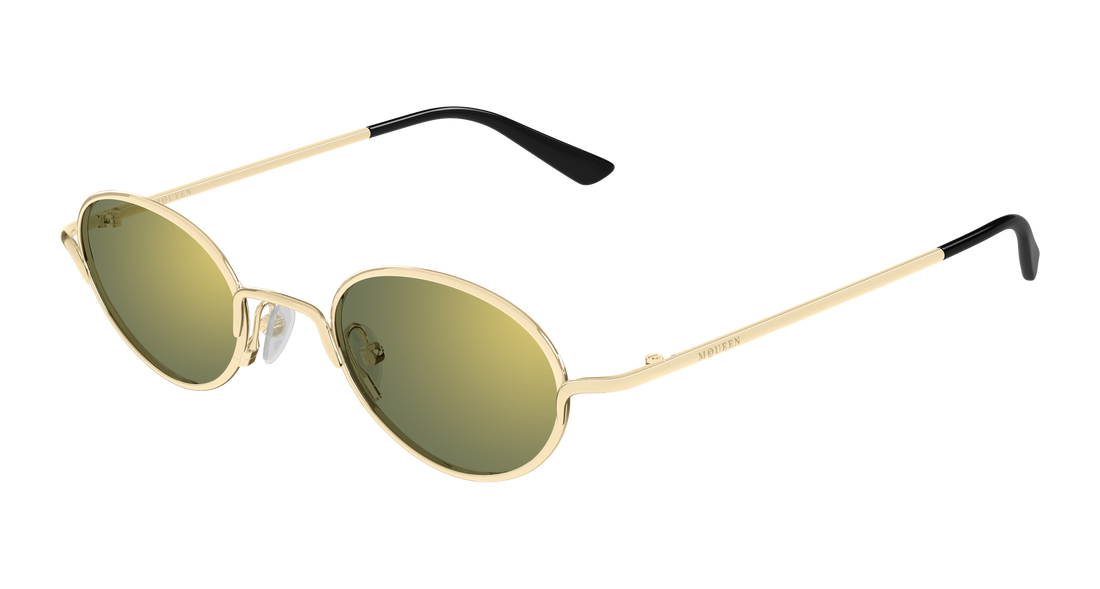 Solglasögon alexander mcqueen am0562s 003 dorado round/oval/panthos unisex storlek 46mm - Huvudvy