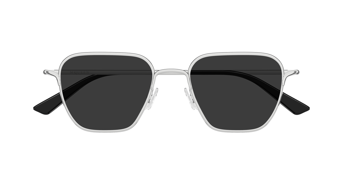 Solbriller alexander mcqueen am0561s 001 plateado rectangular / squared unisex størrelse 50mm - Detaljeret visning