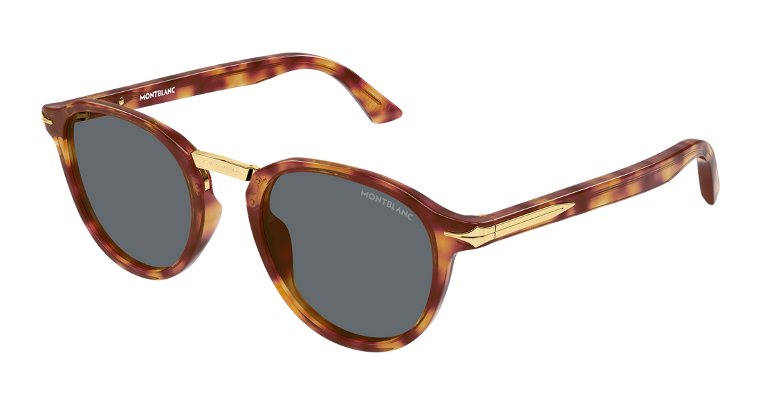 Solbriller montblanc mb0515s 003 havana round/oval/panthos masculino størrelse 49mm - Hovedvisning