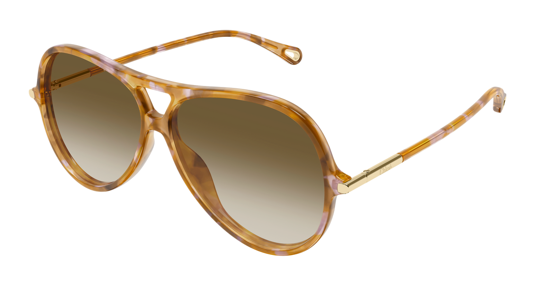 Solbriller chloé ch0395s 003 havana round/oval/panthos femenino størrelse 59mm - Hovedvisning