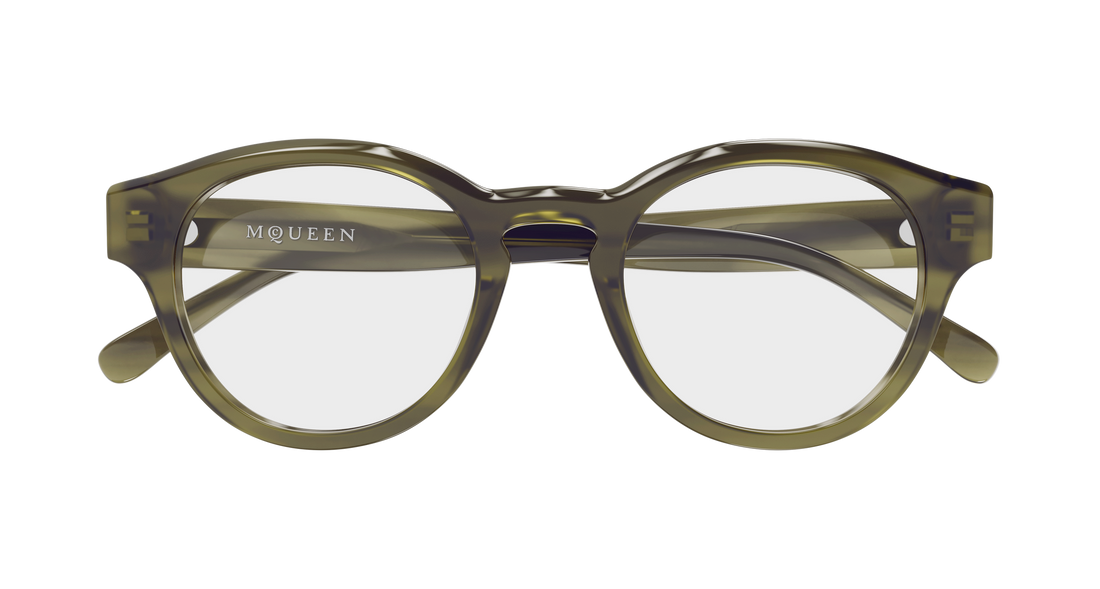 Brillen alexander mcqueen am0581o 003 havana round/oval/panthos unisex größe 49mm - Detailansicht