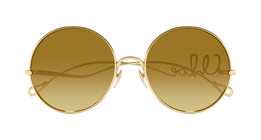 Óculos de sol chloé ch0372s 003 dorado round/oval/panthos femenino tamanho 56mm - Vista de detalhe