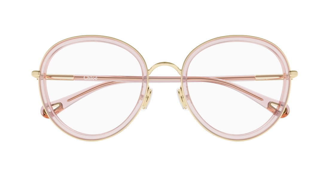 Óculos graduados chloé ch0374o 005 dorado round/oval/panthos femenino tamanho 53mm - Vista de detalhe