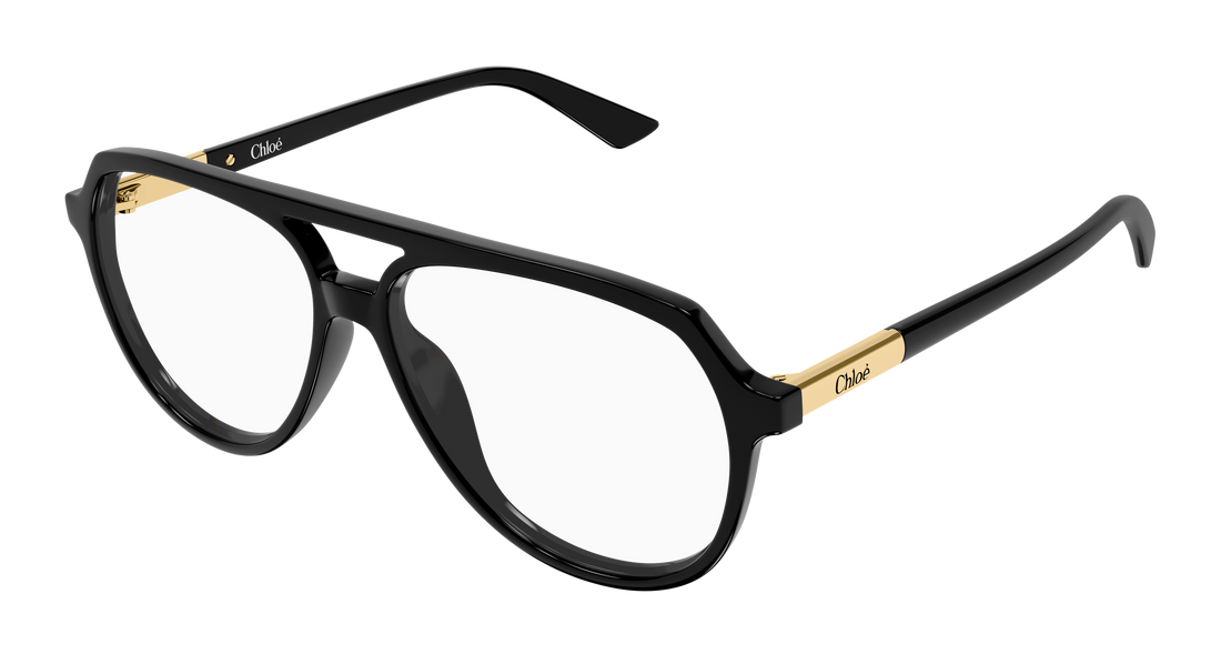 Óculos graduados chloé ch0366o 001 negro pilot/navigator femenino tamanho 57mm - Vista principal