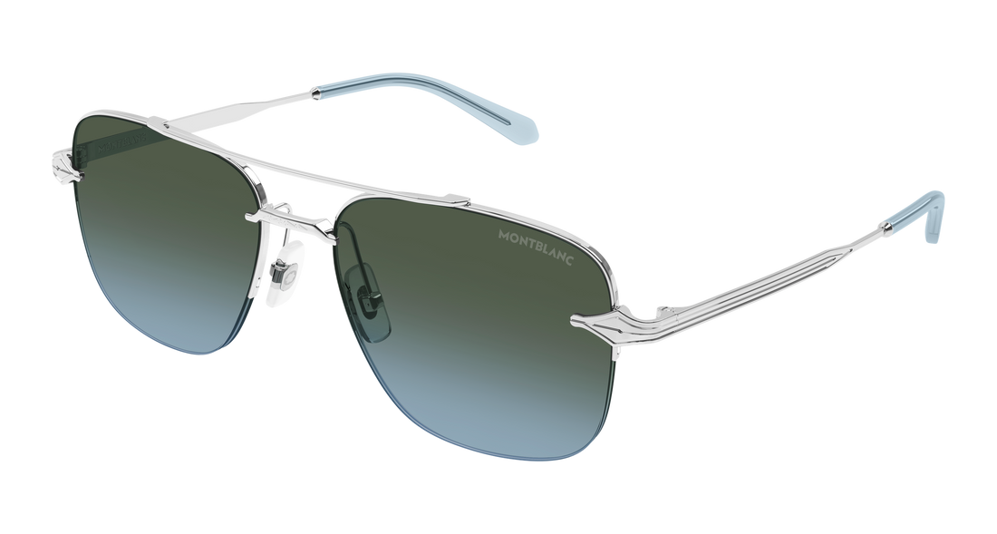 Solbriller montblanc mb0513s 003 plateado pilot/navigator masculino størrelse 57mm - Hovedvisning
