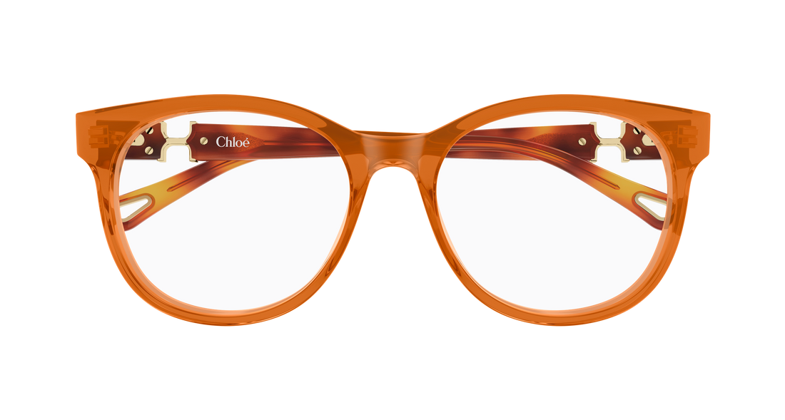 Óculos graduados chloé ch0375o 004 marron round/oval/panthos femenino tamanho 54mm - Vista de detalhe