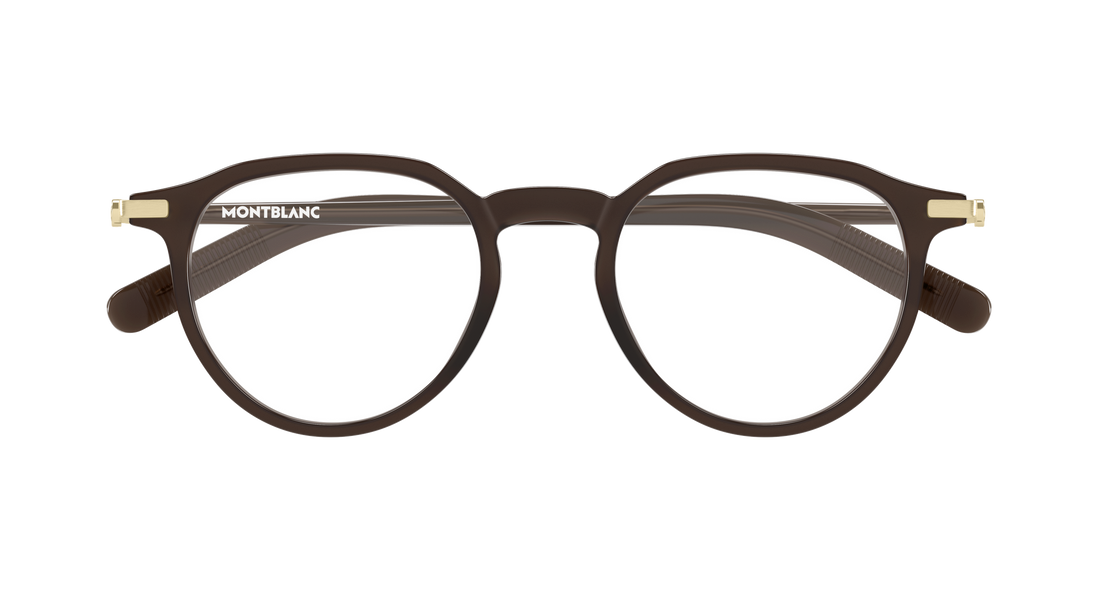Occhiali da vista montblanc mb0495o 004 marron round/oval/panthos masculino taglia 49mm - Vista dettagliata