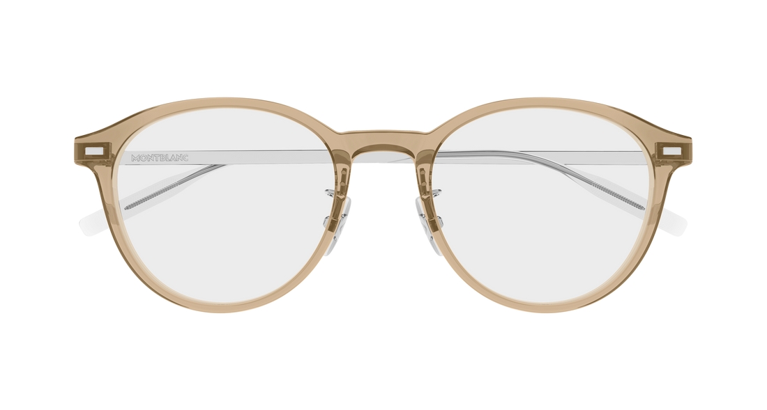 Occhiali da vista montblanc mb0507oa 004 marron round/oval/panthos masculino taglia 52mm - Vista dettagliata