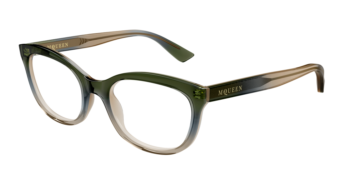 Brillen alexander mcqueen am0569o 006 verde cat eye femenino größe 53mm - Hauptansicht