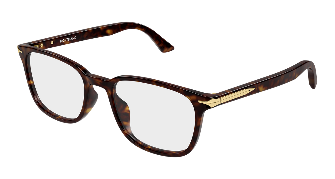 Brillen montblanc mb0519oa 002 havana rectangular / squared masculino maat 54mm - Hoofdaanzicht