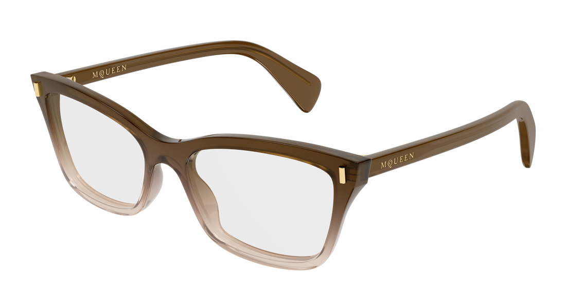 Brillen alexander mcqueen am0584o 008 marron cat eye femenino größe 54mm - Hauptansicht