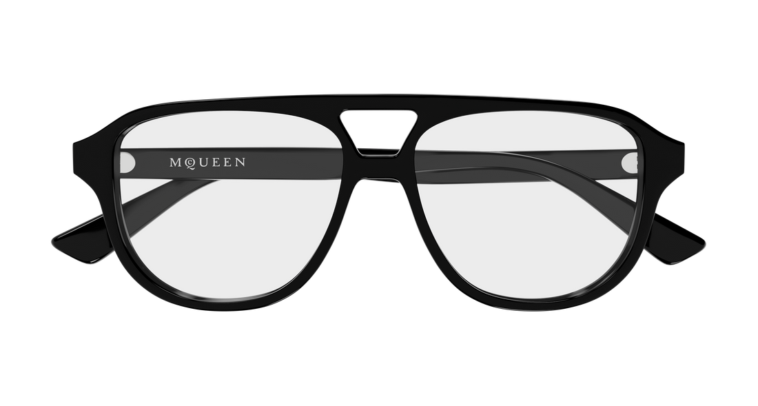 Brillen alexander mcqueen am0574o 001 negro pilot/navigator unisex größe 54mm - Detailansicht