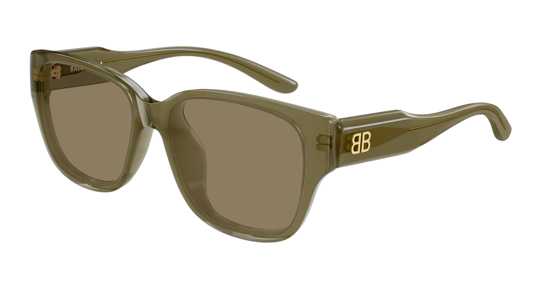Solbriller balenciaga bb0512sk 004 verde rectangular / squared unisex størrelse 56mm - Hovedvisning